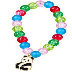 Colorful Beaded Panda Charm Bracelet